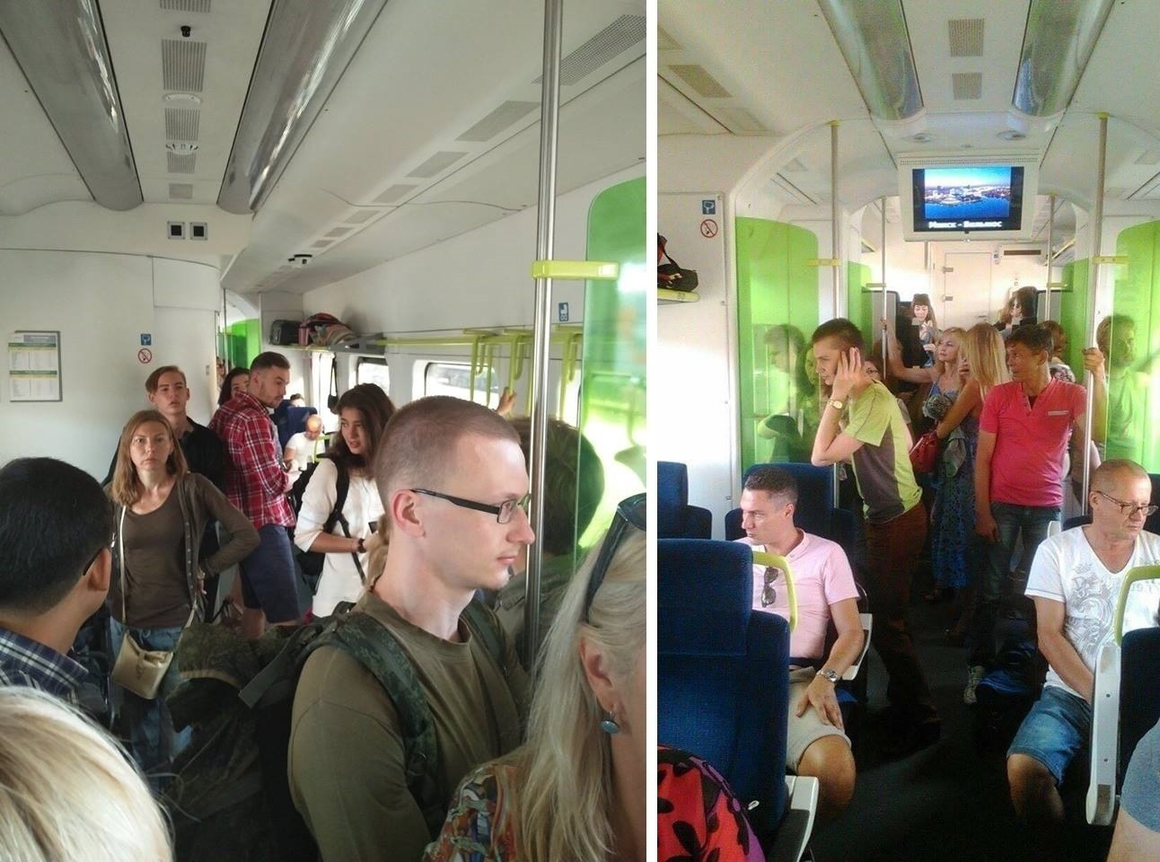 Поезд едет в Вильнюс, пассажиры стоят